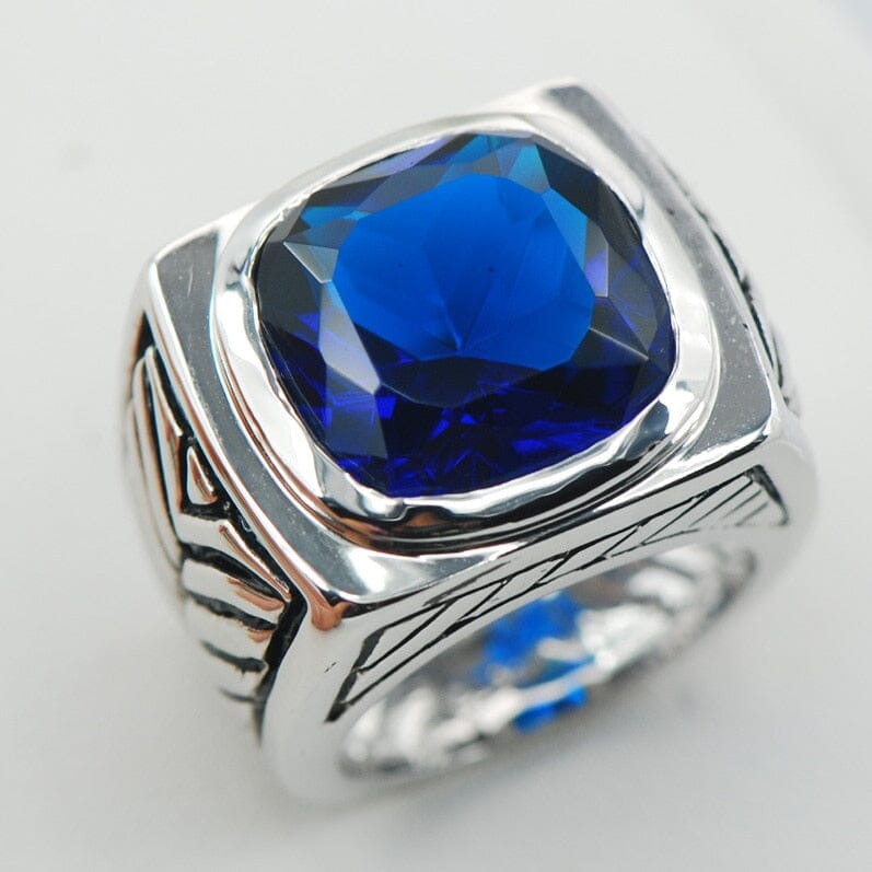 Unisex Sapphire Blue Crystal Zircon Ring - 925 Sterling SilverRing6