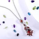 Handmade Garnet Pendant Necklace - 925 Sterling SilverNecklace