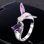 Amethyst Fly Bird Ring - 925 Sterling SilverRing