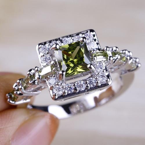 Peridot & White Topaz Silver RingRing