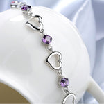 Amethyst Crystal Heart Bracelet - 925 Sterling SilverBracelet