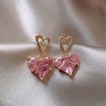 Trendy Unique Elegant Crystal Necklaces Pink Love Jewelry SetNecklace5