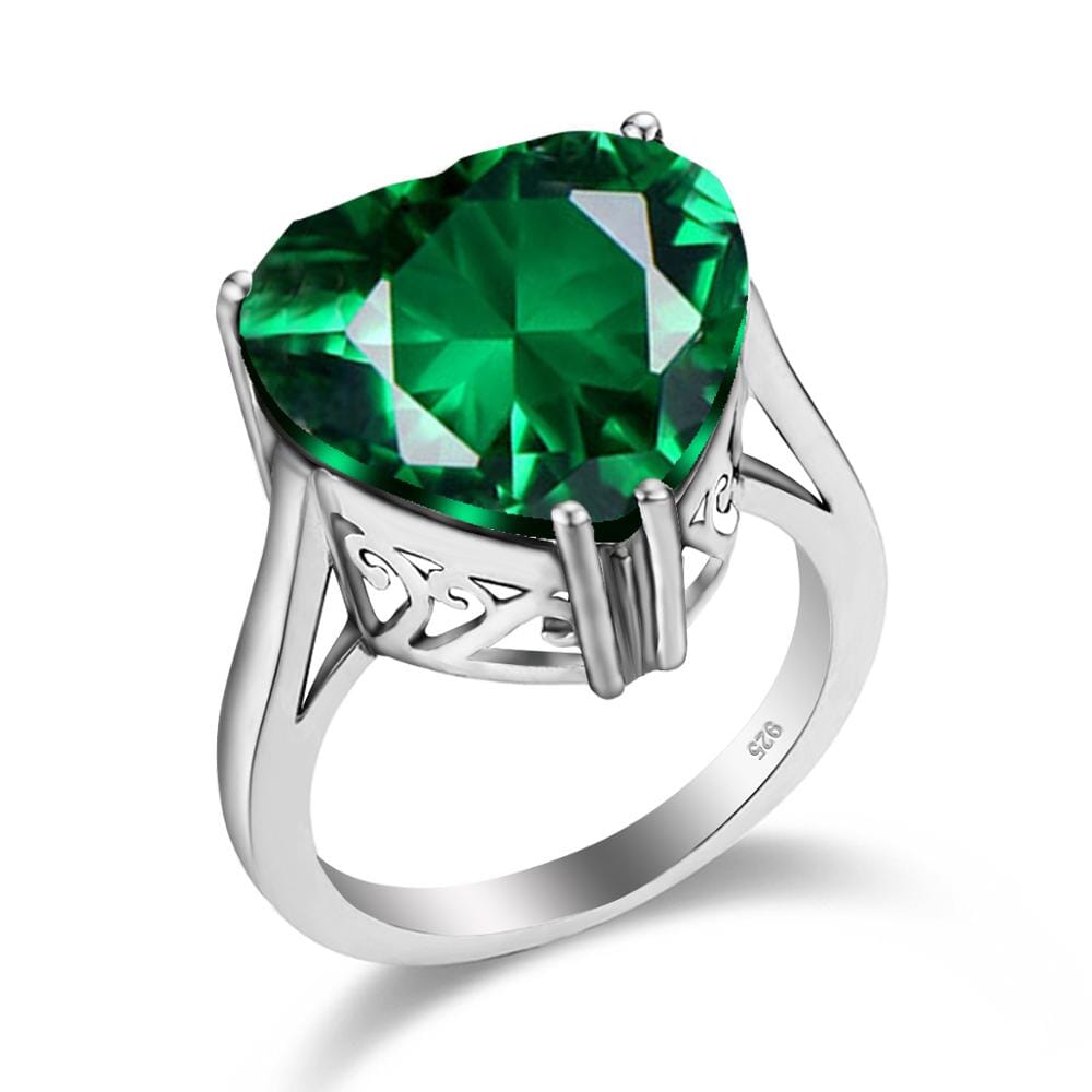 Love Heart Bulgaria Emerald Ring - 925 Sterling SilverRing8