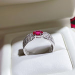 Hollow Ribbon Ruby Ring - 925 Sterling SilverRing