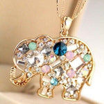 Crystal Rhinestone Colorful Elephant NecklaceNecklace