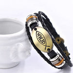 WWJD Fish Leather Bracelet Jesus Religious Braided BraceletBracelet