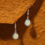 White Fire Opal Silver Drop EarringsEarrings