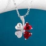 Lucky Clover Stylish Ruby Necklace - 925 Sterling SilverNecklace