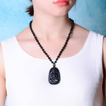 Black Obsidian Carved Buddha Lucky Amulet Pendant NecklaceNecklace