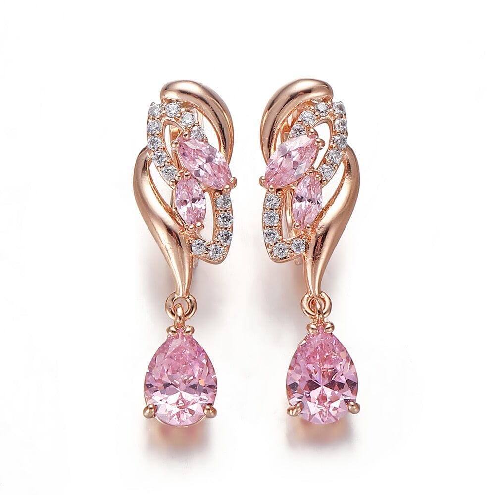 Girly Style Pink Crystal Drop EarringsEarringsPink