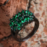 Emerald Flower Black Gold RingRing