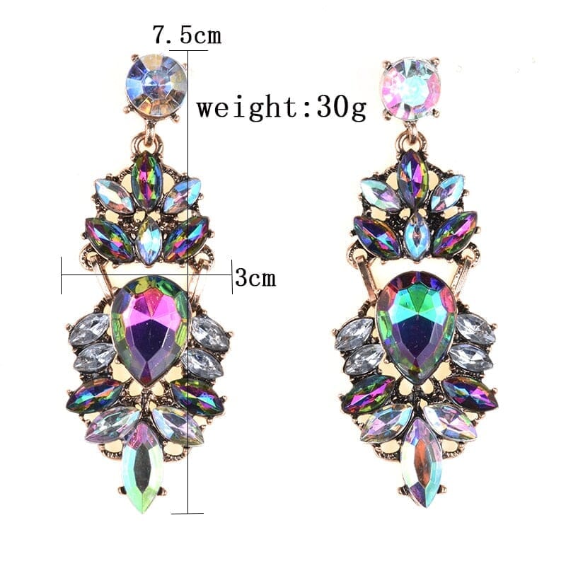 Geometric Statement Water Crystal Amethyst Long Dangle EarringsEarrings