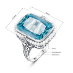 Aquamarine Ring With Natural Fresh Water Peals - 925 Sterling SilverRing