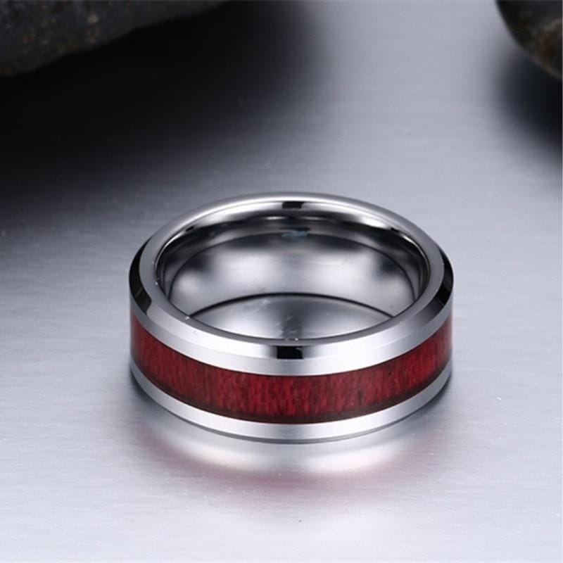 Brown and Red Wood Grain Couple RingsRing