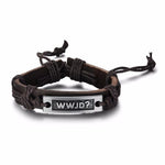 WWJD Leather What Would Jesus Do Cuff Bangle BraceletBraceletbrown