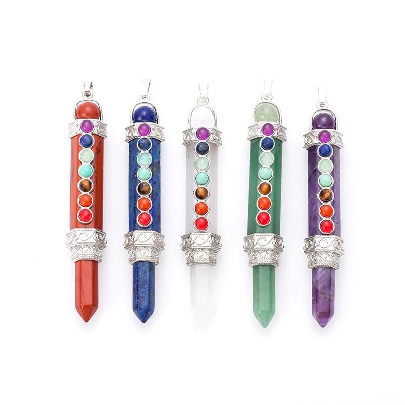 Natural Crystal Chakra Pendulum WandPendant