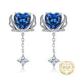 Angel Wing 3ct Love Heart Sapphire Stud Earrings - 925 Sterling SilverEarrings