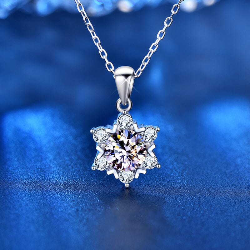 Diamond Snowflake Pendant Necklace - 925 Sterling SilverNecklace
