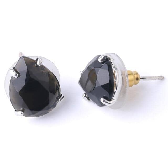 Natural Stones Water Drop Shape Stud EarringsEarringsBlack Agate