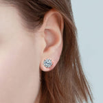 Geometric Diamond Stud Earrings - 925 Sterling SilverEarrings