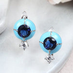 Bohemian Style Blue Enamel Sapphire Hoop Earrings - 925 Sterling SilverEarringsSilver Sapphire