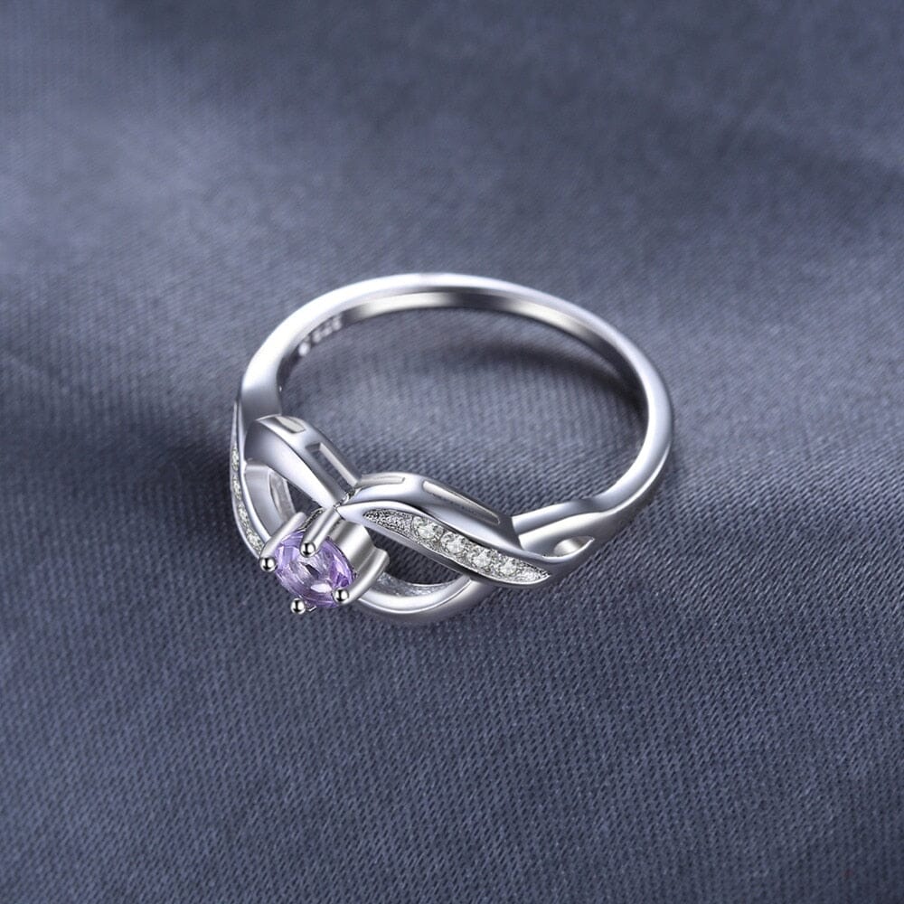 Infinity Round Natural Amethyst - 925 Sterling SilverRing