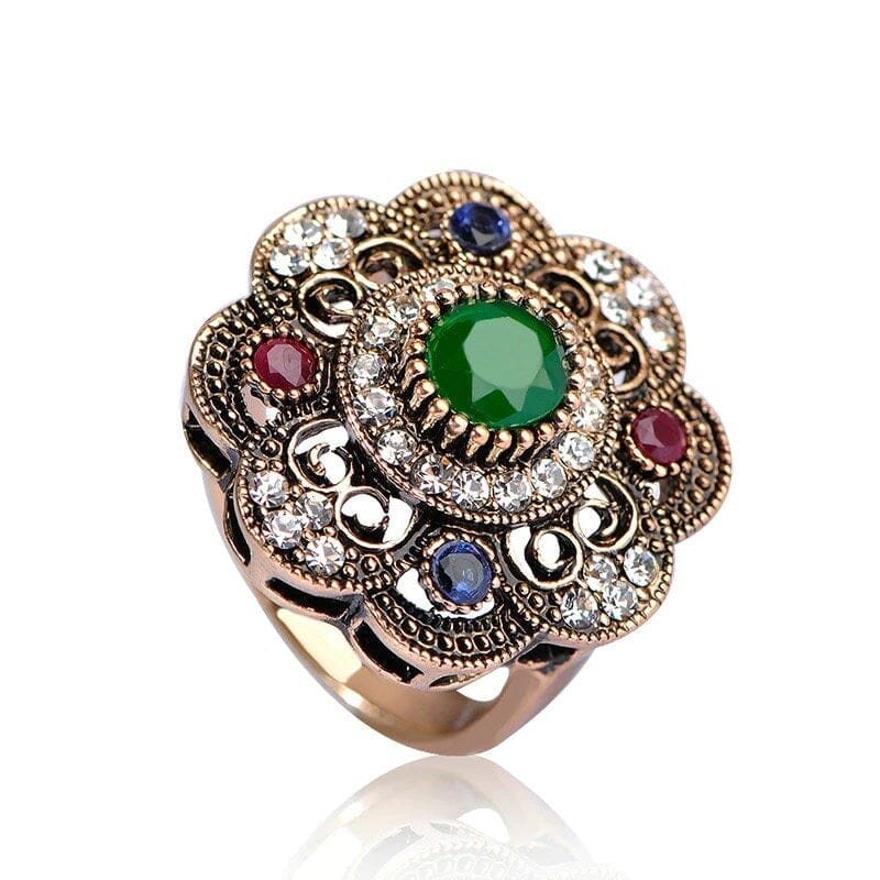 Emerald Flower Turkish Crystal RingRing