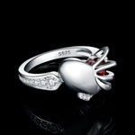 Love Heart 2ct Natural Red Garnet Ring - 925 Sterling SilverRing