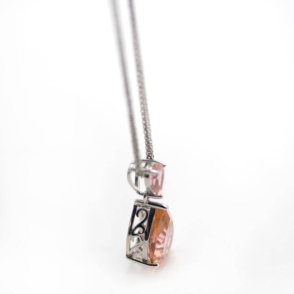 Teardrop Morganite Necklace - 925 Sterling SilverPendant