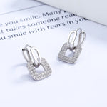 Square Charms Luxury Hoop Earrings - 925 Sterling SilverEarrings