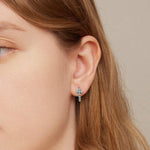 Turquoise Cross U-Shaped Hoop Earrings - 925 Sterling SilverEarrings