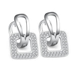 Square Charms Luxury Hoop Earrings - 925 Sterling SilverEarrings