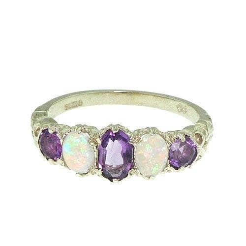 Amethyst and Opal Sterling Silver Ring (FOR USA ONLY)Ring5