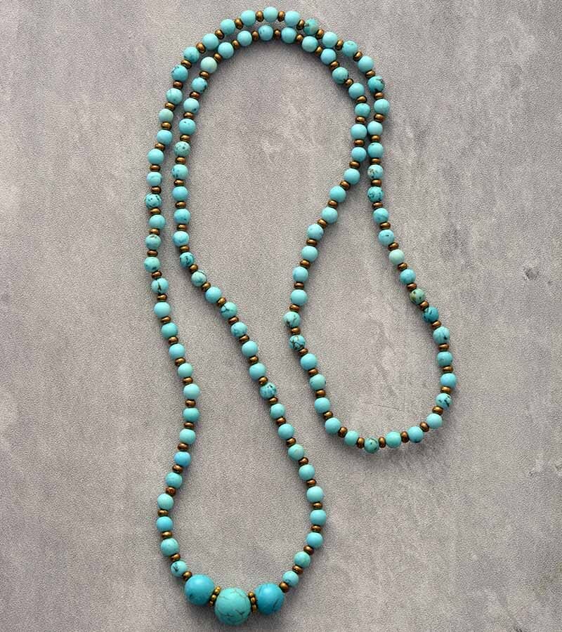 Classic Turquoises Stones Beaded Elastic Strands NecklaceNecklace