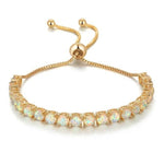 Fire Opal Silver Plated Tennis Bracelet for Women - ResizeableBraceletWhite Opal - Gold