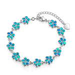 Floral White & Blue Fire Opal BraceletBracelet