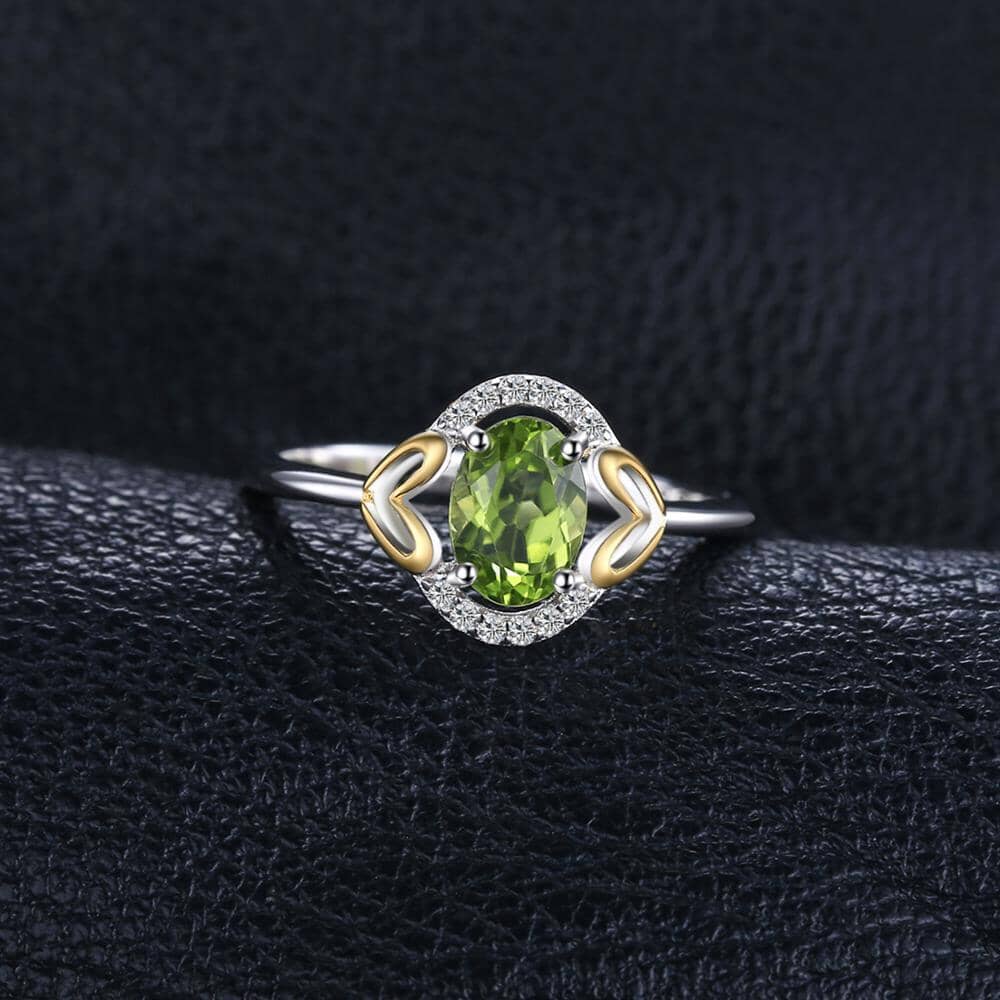 Oval Green Genuine Natural Peridot Ring - 925 Sterling SilverRing