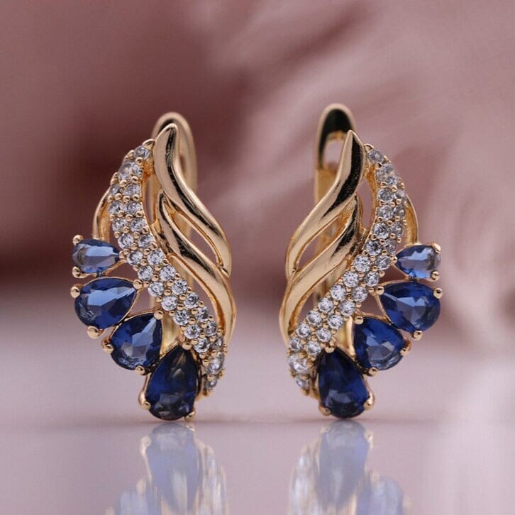 Unique Lovely Elegant Crystal Earrings - 585 Rose GoldEarringsSapphire