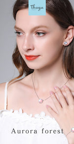 Aurora Halo Crystal Necklace - 925 Sterling SilverPendant