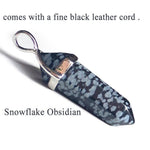 19 Design Natural Crystal Pendant Black Leather NecklacesNecklaceSnowflake Obsidian