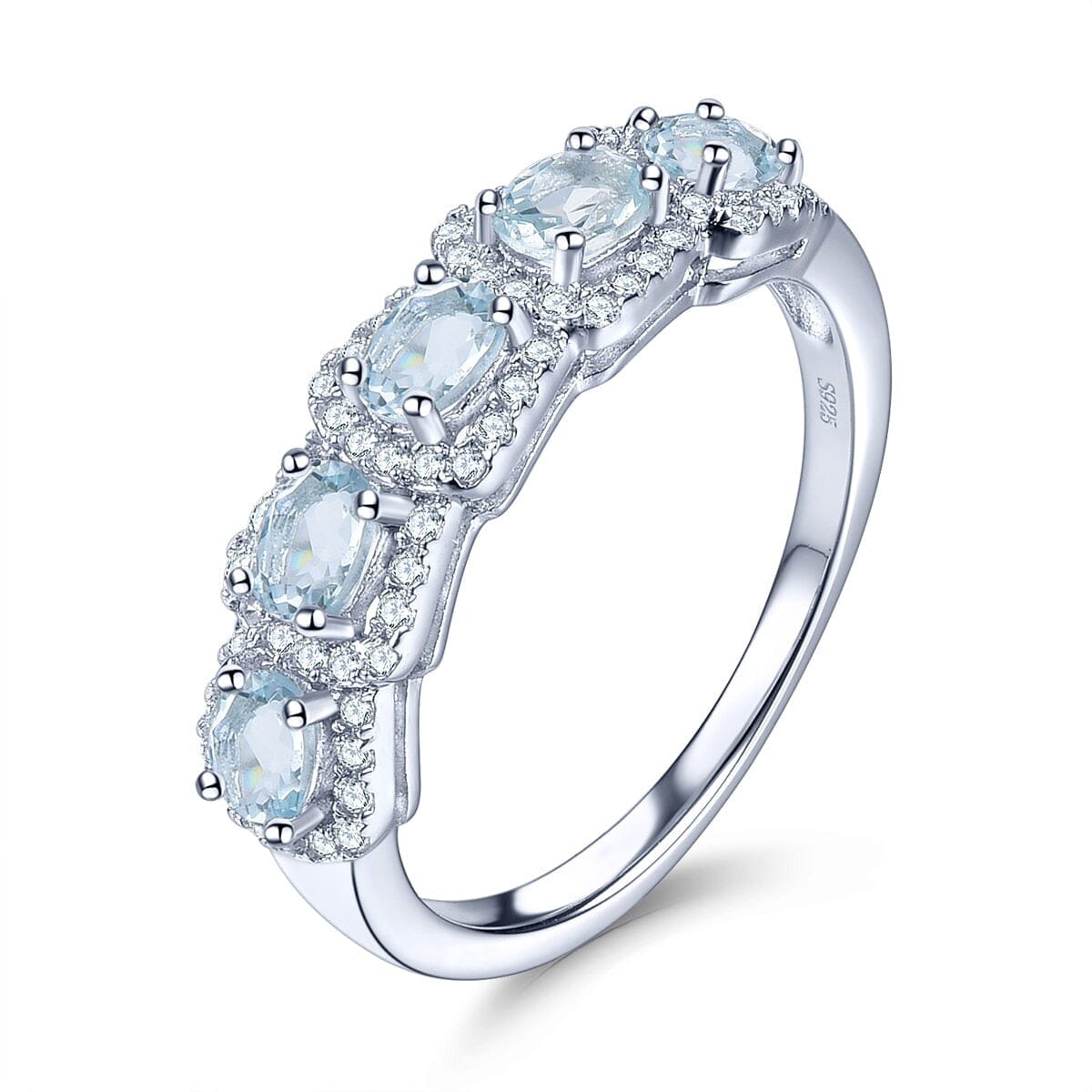 Elegant Style Natural Aquamarine Ring - 925 Sterling SilverRing7