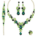Blue Sapphire Necklace Earring SetEarrings4pcs Set Green