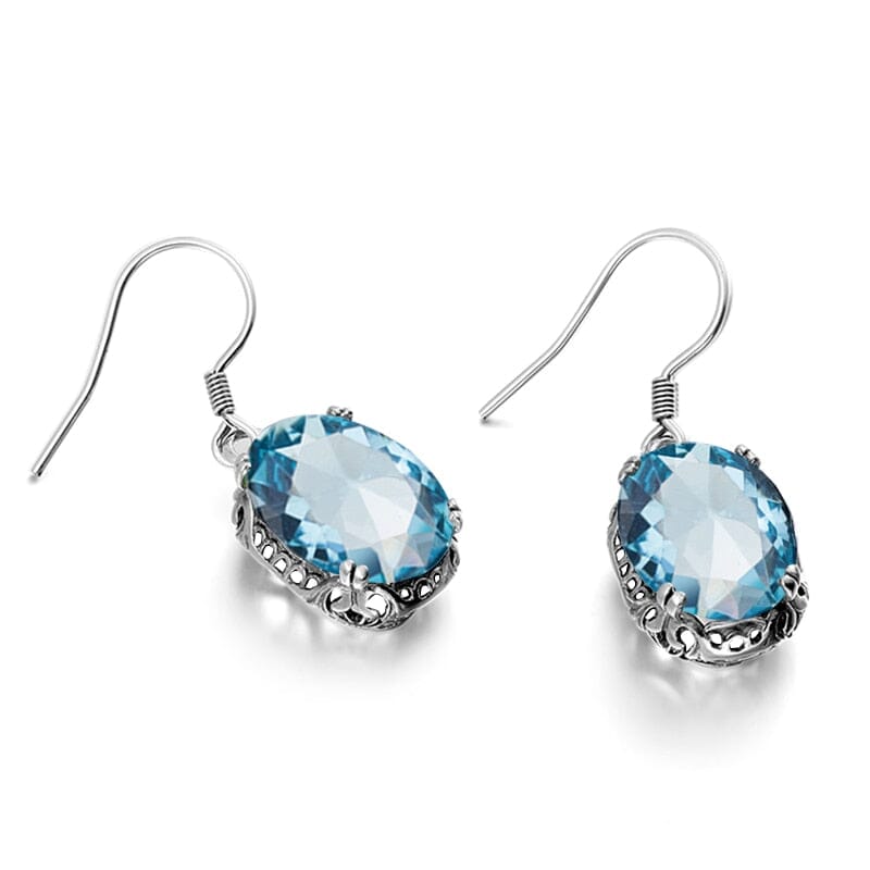 925 Sterling Silver Aquamarine Drop EarringsEarrings