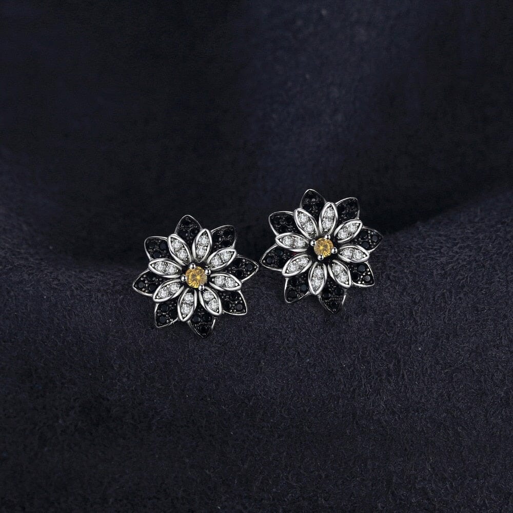 Flower Natural Smoky Quartz Earrings - 925 Sterling SilverEarrings