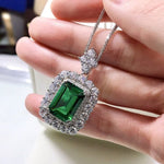 New Retro Trend Fashion Emerald Necklace - 925 Sterling SilverNecklace