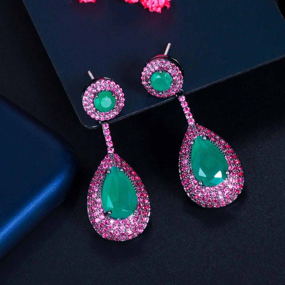 Brazilian Emerald Pink Topaz Drop Earrings - 925 Sterling SilverEarrings