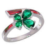 Orange Fire Opal with Emerald Bowknot RingRing6