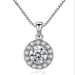 Elegant Round Diamond Pendant Necklace - 925 Sterling SilverNecklace45cm