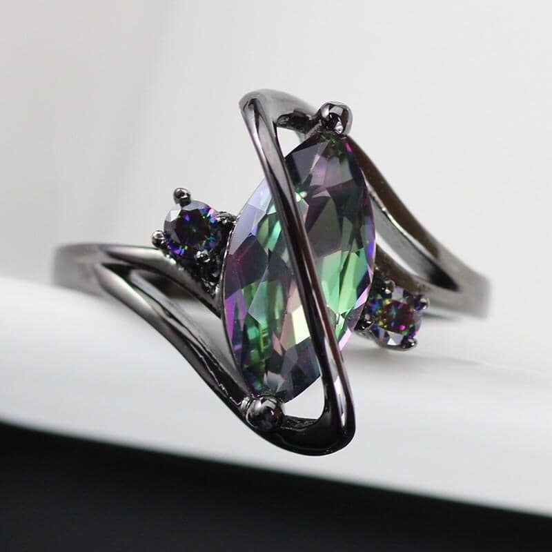 Rainbow Topaz Black Gold Plated RingRing