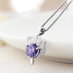 Heart Shaped Amethyst Pendant Necklace - 925 Sterling SilverNecklaces
